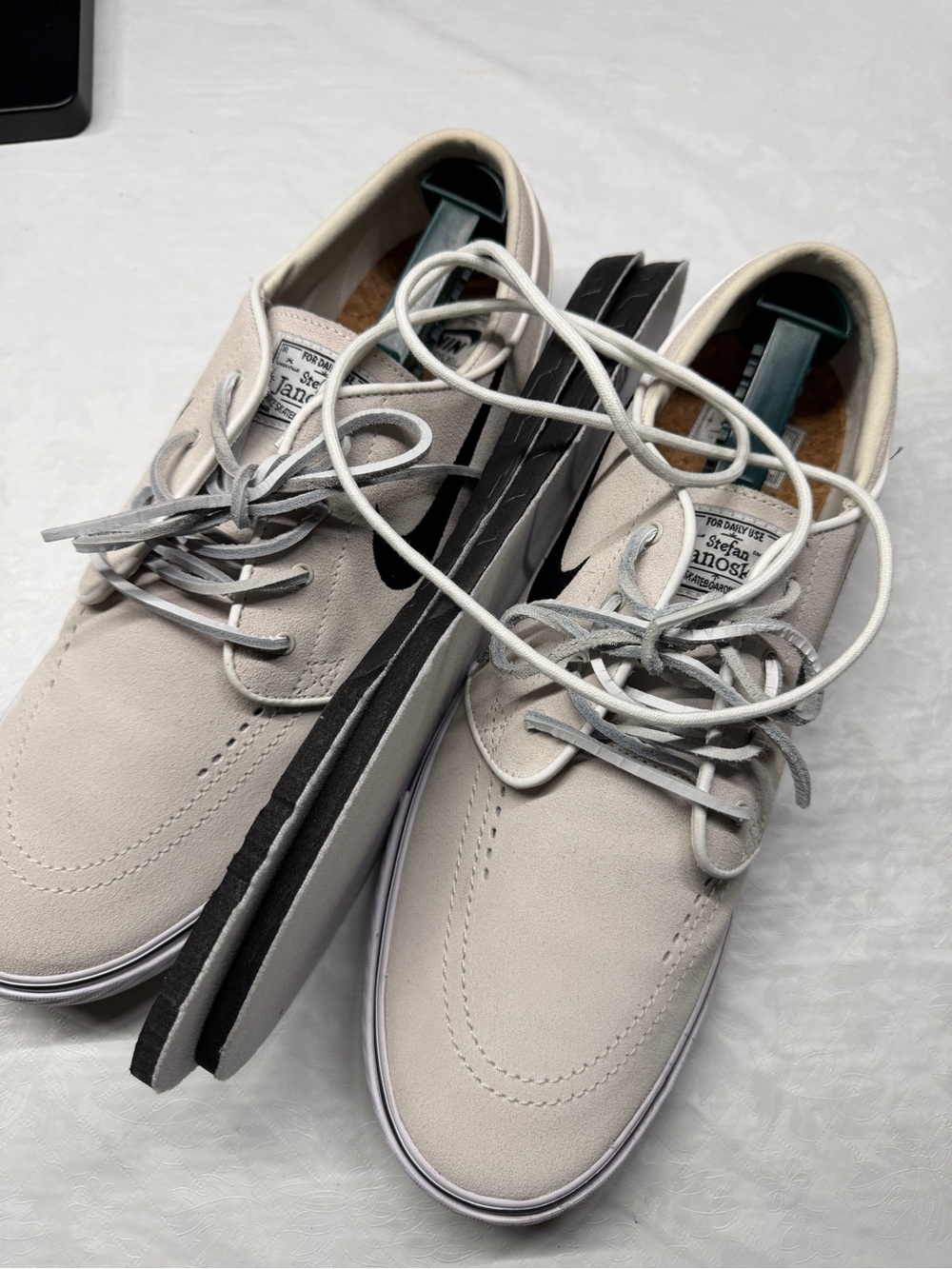 Nike Men’s Suede Skate Sneakers in Light Beige and Black